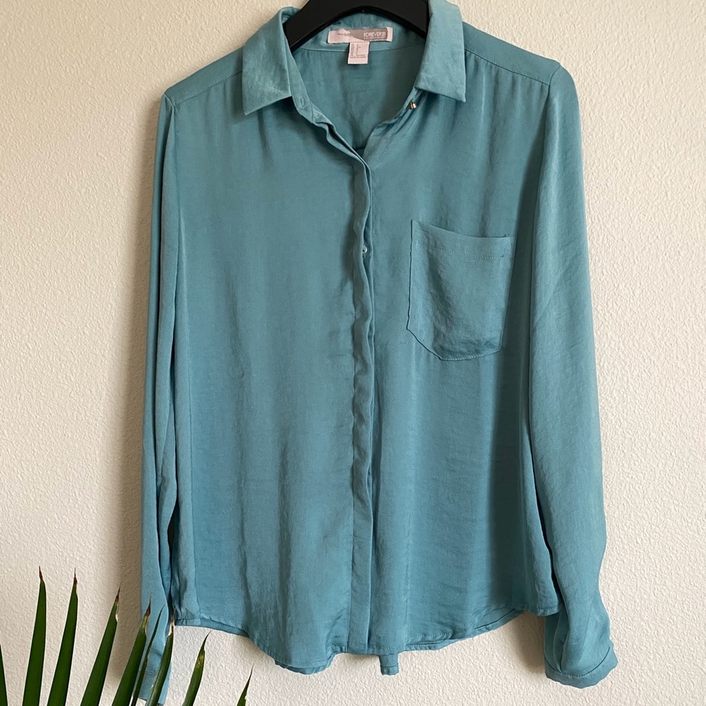 Satin teal blouse